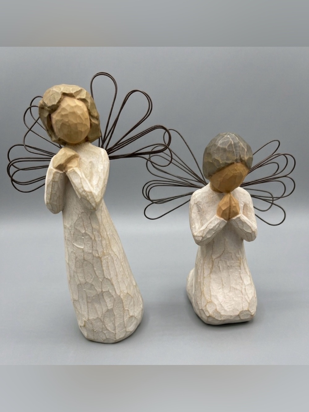 Set of 2 Willow Tree Style Angel Figurines 4.5" & 5.5"